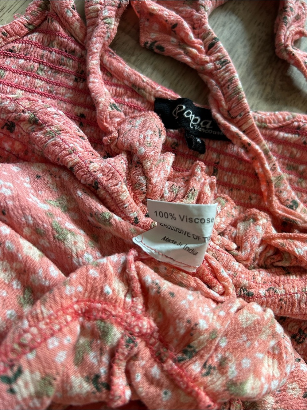 Papa Vancouver small shop Pink Floral Tiered Sundress smocked top Ruffle Straps - Picture 4 of 5